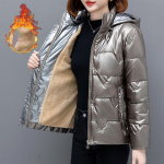 Talvejope Parkas Naiste l&auml;ikiv puuvillane jakk kapuutsiga Parka soe naiste puuvillane polsterdatud jakk vabaaja v&auml;lir&otilde;ivad XL h&otilde;behall v&auml;rv