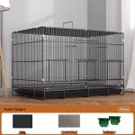 Eriti suur k&uuml;&uuml;liku ja merisea puur tualetiga - Ruumikas koduloomadele Black 50# (51*34.5*39cm) with Tray, Mat, Feeder