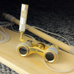 Puhas l&auml;ikiv messing, vintage valge k&auml;epidemega binokkel, teatriprillid, mini meres&otilde;iduk, p&auml;rlmutter, kompaktne armas kingitus, kingitus isale