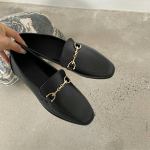 Moodne SUOJIALUN 2025 Kevad Naiste Slip-on Mokassiinid S&uuml;gis Mood Briti Metallpandlaga Lamedad Kingad &Uuml;mar Nina Roheline Vabaaja Ballerina 35 must