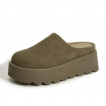 Moodsad 5 cm lehmanahast seemisnahast ehtsast nahast moodsad sandaalid sussid kingad platvormiga kiiluga madalad kingad naistele suvine &uuml;mar varvas daamide kingad 34 khaki