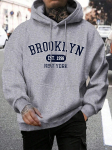 Brooklyn Est 1998 New York Tr&uuml;kitud Meeste Hupparid Harajuku &Uuml;mmarguse kaelusega Huppari Moodne &Uuml;lesuurusega Huppari S&uuml;gis Mugav Dressipluus XL gray