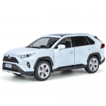 1/24 skaalas Toyota RAV4 maastikumaastur mudelauto metallist valatud s&otilde;iduki simulatsioonikollektsioon heli- ja valgusm&auml;nguasi lastele poistele kingitus valge