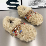 Karvased P&auml;rlidega Madalad Kingad Naiste Pahkluusaapad Vabaajajalatsid 2025 Trend Tutt Talvine Uus Chelsea Lumesaapad Tossud Disainer Hubane Mujer Botas 40 khaki