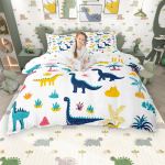 Homewish Armas Dinosaurus Tekikott Komplekt Lastele, V&auml;rviline Dino Voodikomplekt, Multikakoomaloomade Tekikott Komplekt Poistele T&uuml;drukutele UK C 120x150cm 2pcs&set