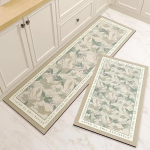 K&ouml;&ouml;gimatt Veekindel PVC P&otilde;randamatt Libisemisvastane Jalamatt &Otilde;likindel Pikk Vaip Lilleline Kevadtaim Kodu Kaunistus 2pc 40x60 40x120cm beige