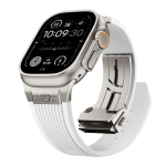Luksuslik rihm Apple Watchi jaoks Band Ultra 3 49mm Series 11 10 46mm 9 8 7 45mm Spordirihm Silikoonist K&auml;epael Iwatch 6 SE 5 44mm Ultra2/3 49mm &Grey valge