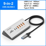 10Gbps USB 3.2 Dokkimisjaam Jaotur Type C Splitter Andmeedastusadapter Kaardilugejaga Multi 7/8 Pordiga L&uuml;liti PC S&uuml;learvuti jaoks CHINA tindi sinine v&auml;rv