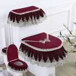 Four Seasons Lace WC-padi, kolmeosaline flanellprinteriga WC-istmekomplekt U-kujulise t&otilde;mblukuga Beauty tualettruumi tolmukate