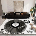 Retro vin&uuml;&uuml;lim&auml;ngija vaibad Muusikateemaline disain Pioneer br&auml;nd Elu on muusika tekst moodsa elutoa sisustuseks 80x120cm gray