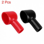 2pc 66mm Long Black Red Soft PVC Battery Terminal Cover ulation Sleeve Boot