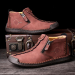 Meeste k&auml;sitsi &otilde;mmeldud nahast libisemiskindlad vabaaja poolsaapad Meestele vabaajajalatsid Suured talvesaapad Meeste kingad 38