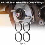 69.1mm to 67.1mm Car Wheel Hub Centric Rings Black Polycarbonate 4 Pcs