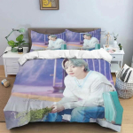 Korea Mood Lauljate Grupp Kpop Jung Kook SUGA Jimin Voodipesu Komplekt, Tekikott Voodikomplekt Tekikate Padjap&uuml;&uuml;r, Kuninga Suurus Kuninganna Suurus 90x190cm(35x74inch)