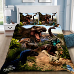 Kuum J-Jurassic Dinosaurus Park Maailm Tekikott Padjap&uuml;&uuml;r Dinosaurus Voodipesu Komplekt T&auml;iskasvanud Poiss T&uuml;druk Magamistoa Kaunistus &Uuml;ksik Kahekordne AU Single(140*210cm)3pcs gray