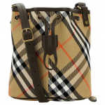 Burberry Kuldne Metallist Viimistlusega Puuvillane &Auml;mbriga &Otilde;lakott Naiste &Otilde;lakott Pruun 80938041 Basic Set (Bag+Dust Bag)