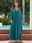 Suurused Kaftan Sinine Must &Uuml;hev&auml;rviline Boheemlaslik Tr&uuml;kitud Suvine Pikk Rannakleit Naistele Koduriided Komplekt Ujumisriiete Kattekeha L&otilde;tv Kaftan KTB One Size sinine