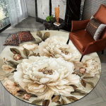 Elegantne roosakujuline &uuml;mmargune vaip libisemiskindel masinpestav p&otilde;randamatt 2D lame vintage lilleline vaip elutuppa magamistuppa 120X120cm