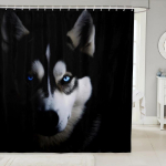 Koeradu&scaron;i kardin Armas lemmikloomakoera du&scaron;ikardin Kabiinidele Vannidele 3D Loomateemaline Vannitoa du&scaron;ikardina komplekt Siberi husky W120H200(CM)-1 Pcs gray