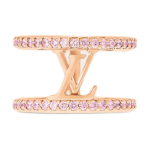 Louis Vuitton Ikooniline Logode Detail Roosa Kulla Metallist Kristallr&otilde;ngas Unisex r&otilde;ngad Roosa-Kuldne M1334 Box+Shopping Bag,M beige