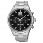 SEIKO 100 meetrit veekindel Kvarts 46mm meeste k&auml;ekell must sihverplaat SPC083P1 must