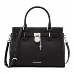 MICHAEL KORS Hamiltoni seeria Br&auml;ndilogo H&otilde;bedane metallik Veisenahast T&otilde;mblukuga kott T&otilde;mblukuga kott Ostukott &Otilde;lakott Crossbody K&auml;ekott Keskmine Naiste Must must