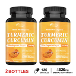 Orgaaniline kurkum, kurkumiini kapslid, 500 mg, valmistatud orgaanilise ingveriga, toidulisand, sobib nii meestele kui ka naistele. 120*2