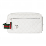 Gucci GG Supreme GG-mustriga nahast tualett-kott keskmine suurus unisex paaristiil valge valge