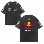 Suvine F1 v&otilde;idus&otilde;idukost&uuml;&uuml;m Red Bull Vestapan Team &Uuml;htlane L&uuml;hikeste varrukatega Vintage pesuga T-s&auml;rk &Uuml;mmarguse kaelusega T-s&auml;rk S must
