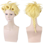 50CM Anime JoJo seiklus Kuldne tuul Giorno Giovanna Cosplay parukas kuumakindel juustega Cosplay parukad (Yellow,50cm) kollane