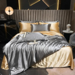 100% siidist 4-osaline voodipesukomplekt Looduslikust mooruspuusiiidist tekikate komplekt 2 padjap&uuml;&uuml;ri ja &uuml;hev&auml;rvilise tekikattega padjap&uuml;&uuml;rid Luksuslik 1.5m 4pcs 2x2.3&set