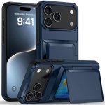 Tugevast materjalist rahakott kaardipesa ja telefoni&uuml;mbris iPhone 17 Air 16 Pro Max 15 14 Plus 13 12 11 Pro jaoks, kaitsekate peidetud hoidikuga iPhone17 Pro sinine