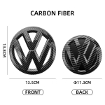 VOLKSWAGEN VW jaoks 2 tk Kroomitud Auto Esiradiaatori iluv&otilde;re Embleem 137MM + Tagaluugi Embleem 115MM Auto Embleem Volkswagen VW Go Bu2 jaoks tumehall v&auml;rv