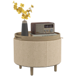 &Uuml;mmargune pouf-jalatool-taburet hoiukastiga, p&ouml;&ouml;ratava kandikuga, 3-&uuml;hes m&ouml;&ouml;bel puidust jalaga, beež 56 x 56 x 42 cm beež