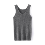 Naiste 100% puhas ka&scaron;miir kootud camisole vest - Kevad/Suvi Slim Fit &uuml;mmarguse kaelusega pullover Extra Large gray