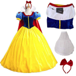 Lummav Lumivalgekese naiste kost&uuml;&uuml;m Printsessi kleit koos puffi ja peapaelaga Halloweeni jaoks Dress+Bustle,L yellow