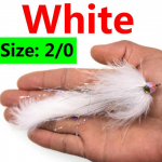 2/0 Juukseriba saba haug Muskusjas teraspea k&auml;rbes epoksiidpeaga Predator Saltwater Fishing Fly Streamers must valge kollane 2/0 1PC valge