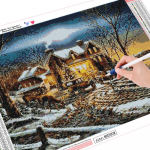 Huacani 5d diy teemantmaal lumi maja puu t&auml;isruudu puur talvemaastik teemant mosaiik n&auml;put&ouml;&ouml; kunst 3d pulk teemant Full Square 20*30 cm