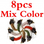 Bimoo 8PCS #12 messingist helmepea Caddis Nymph Fly k&auml;rbsep&uuml;&uuml;giks Forell Pan Fish Kunstlik putukate peibutis kalap&uuml;&uuml;giks