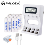 PALO 4-12tk AAA 3A laetav aku ni-mh 1,2V 1100mAh + 4 pesa USB nutikas kiirlaadija AA AAA akudele