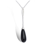 Les Tr&eacute;sors De Lily [L4601] - Collier Argent 'Eva' noir argent&eacute; (rhodi&eacute;) - 50x8 mm must