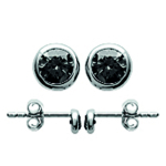 Les Tr&eacute;sors De Lily [M1097] - Boucles argent 'Unique' noir argent&eacute; (rhodi&eacute;) - 3 mm must