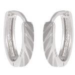 Les Tr&eacute;sors De Lily [Q2939] - Cr&eacute;oles Argent 'Chor&eacute;graphie' argent&eacute; diamant&eacute; (rhodi&eacute;) - 13 mm 2 mm h&otilde;be