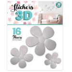 Les Tr&eacute;sors De Lily [Q8033] - 16 stickers 3D 'Fleurs' gris - planche 30x22 cm hall