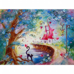 Teemanttikandid Must Cat In Dream Cartoon K&auml;sitsi valmistatud teemantmaal Ristpistes 20X30CM