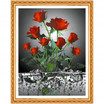 Round Drill 5D DIY Teemantmaal Tikand Roos Worteri Ristpistes Rhinestone Decor 20X30CM