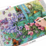 Teemantmaaling Lilled Linnu ristpistes T&auml;isruudukujuline puurekraan Teemantmosaiik 20X30CM