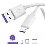 USB kiirlaadimiskaabel 5A C-t&uuml;&uuml;pi kaabel USB-kaabel Samsung Galaxy S10 S9 S8 Note 9 8 A40 A50 A70 M30s jaoks Xiaomi Mi 9T 9 Mi9T Huawei telefonile 1m valge