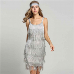 Moodne naiste tutid rihmad Glamuurne peokleit Gatsby narmad Flapper kehasse liibuv kleit M h&otilde;be