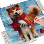 5D Teemanttikandid Koer Mosaiik Art Rhinestone Full Drill Teemantmaaling Loomade Ristpistes Talvine Kodukaunistus Full Round 30x30CM